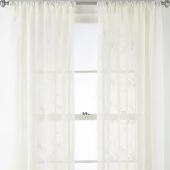 Regal Home Meadow Rod Pocket Embroidered Sheer Single Curtain Panel