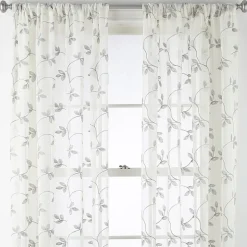 Regal Home Meadow Rod Pocket Embroidered Sheer Single Curtain Panel