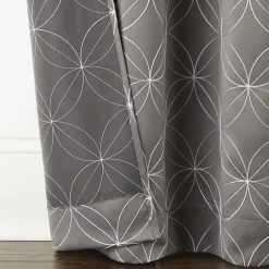 Regal Home Perth Geometric Embroidery Rod Pocket Blackout Set of 2 Curtain Panel