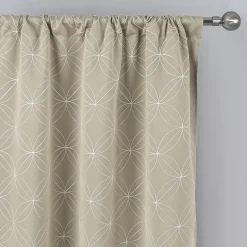 Regal Home Perth Geometric Embroidery Rod Pocket Blackout Set of 2 Curtain Panel