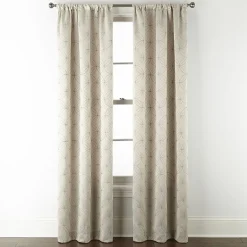 Regal Home Perth Geometric Embroidery Rod Pocket Blackout Set of 2 Curtain Panel