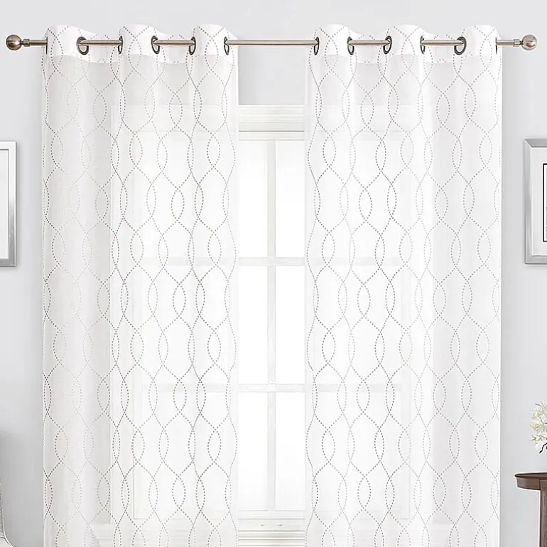 Regal Home Starbust Grommet Top Energy Saving Embroidered Sheer Set of 2 Curtain Panel