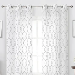 Regal Home Starbust Grommet Top Energy Saving Embroidered Sheer Set of 2 Curtain Panel
