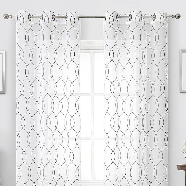 Regal Home Starbust Grommet Top Energy Saving Embroidered Sheer Set of 2 Curtain Panel