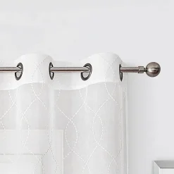 Regal Home Starbust Grommet Top Energy Saving Embroidered Sheer Set of 2 Curtain Panel