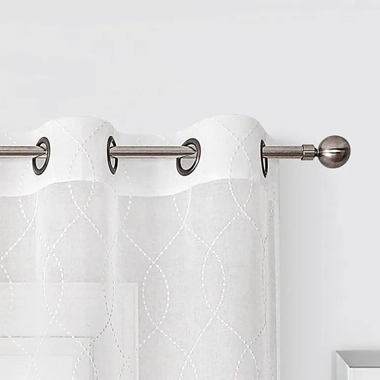 Regal Home Starbust Grommet Top Energy Saving Embroidered Sheer Set of 2 Curtain Panel