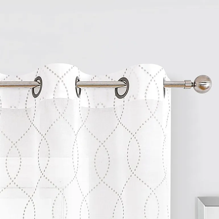 Regal Home Starbust Grommet Top Energy Saving Embroidered Sheer Set of 2 Curtain Panel