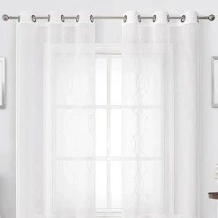 Regal Home Starbust Grommet Top Energy Saving Embroidered Sheer Set of 2 Curtain Panel