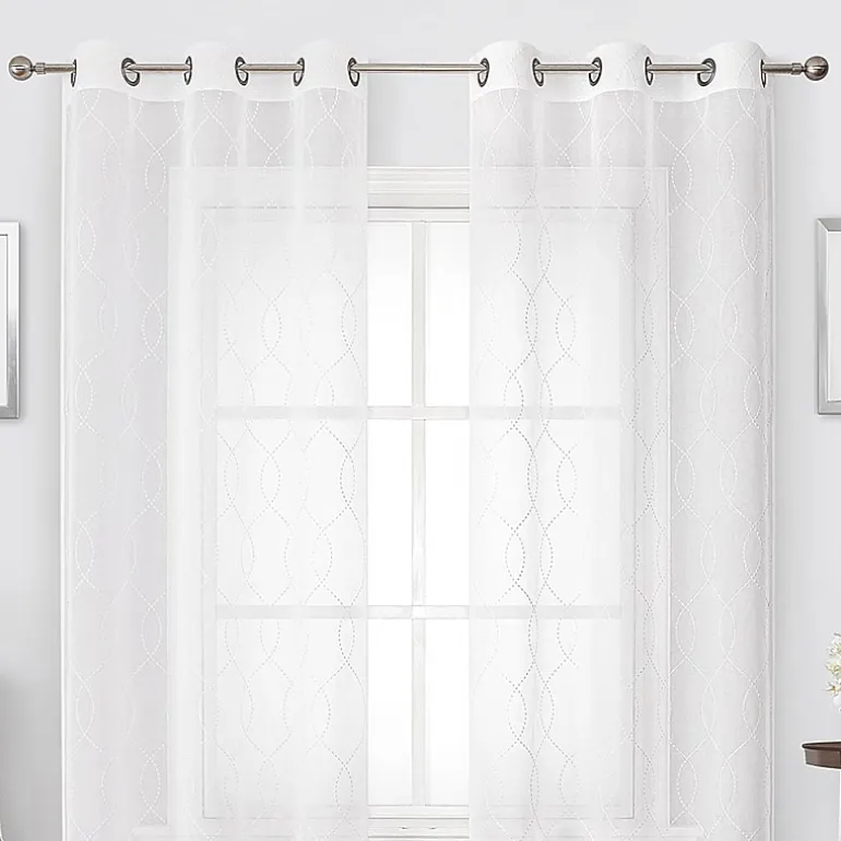 Regal Home Starbust Grommet Top Energy Saving Embroidered Sheer Set of 2 Curtain Panel