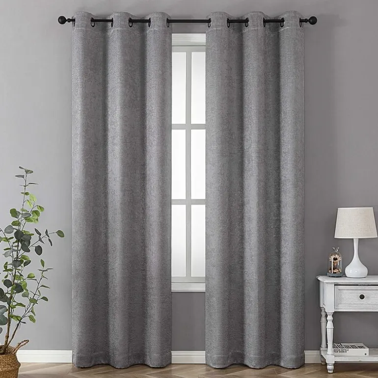 Regal Home Vista Embossed Grommet Top Energy Saving Embossed Blackout Set of 2 Curtain Panel