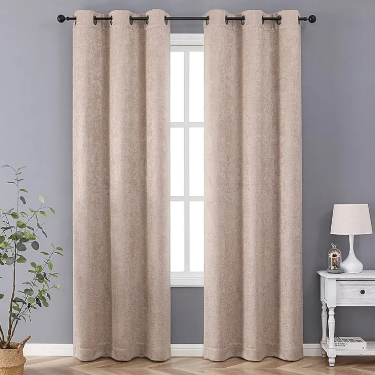 Regal Home Vista Embossed Grommet Top Energy Saving Embossed Blackout Set of 2 Curtain Panel