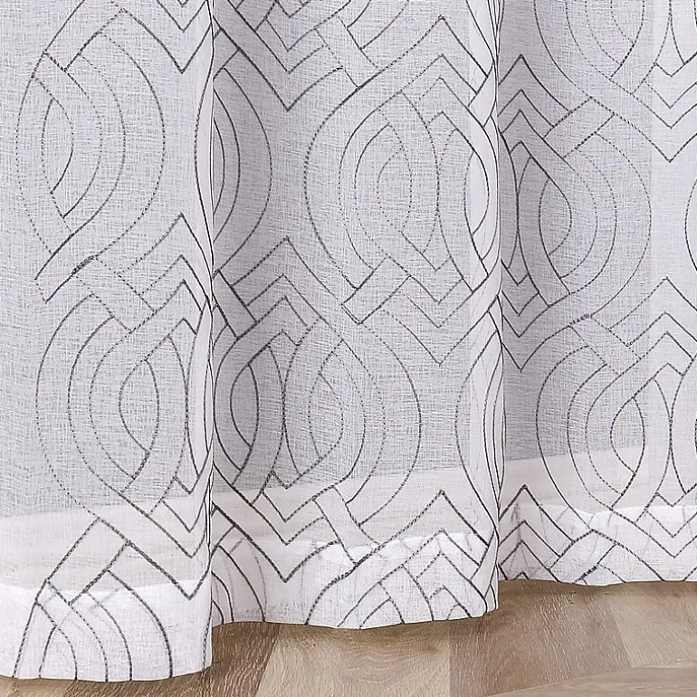 Regal Home Willa Grommet Top Embroidered Sheer Set of 2 Curtain Panel
