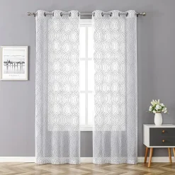 Regal Home Willa Grommet Top Embroidered Sheer Set of 2 Curtain Panel