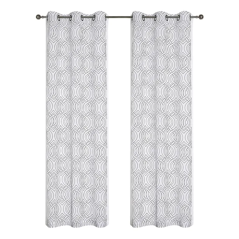 Regal Home Willa Grommet Top Embroidered Sheer Set of 2 Curtain Panel