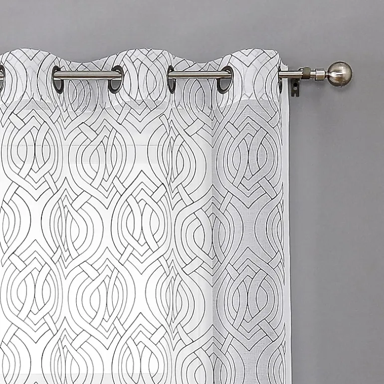 Regal Home Willa Grommet Top Embroidered Sheer Set of 2 Curtain Panel