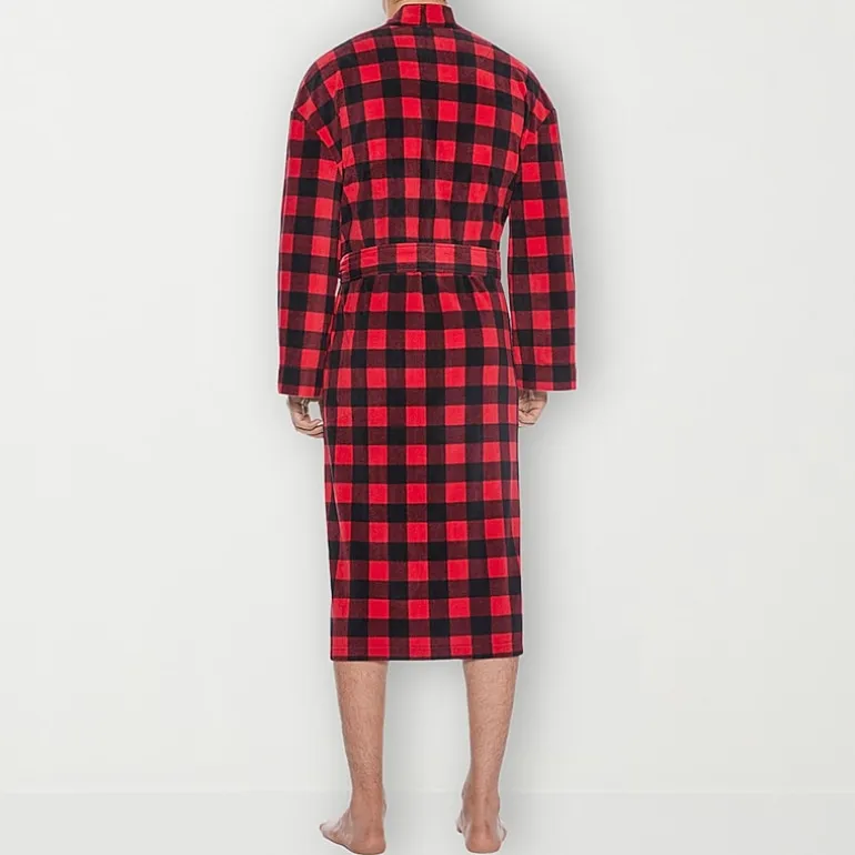 Residence Mens-Big Fleece Kimono Robe Long Sleeve Long Length
