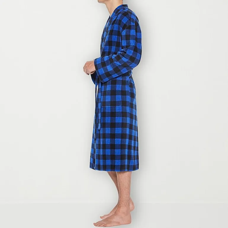 Residence Mens-Big Fleece Kimono Robe Long Sleeve Long Length