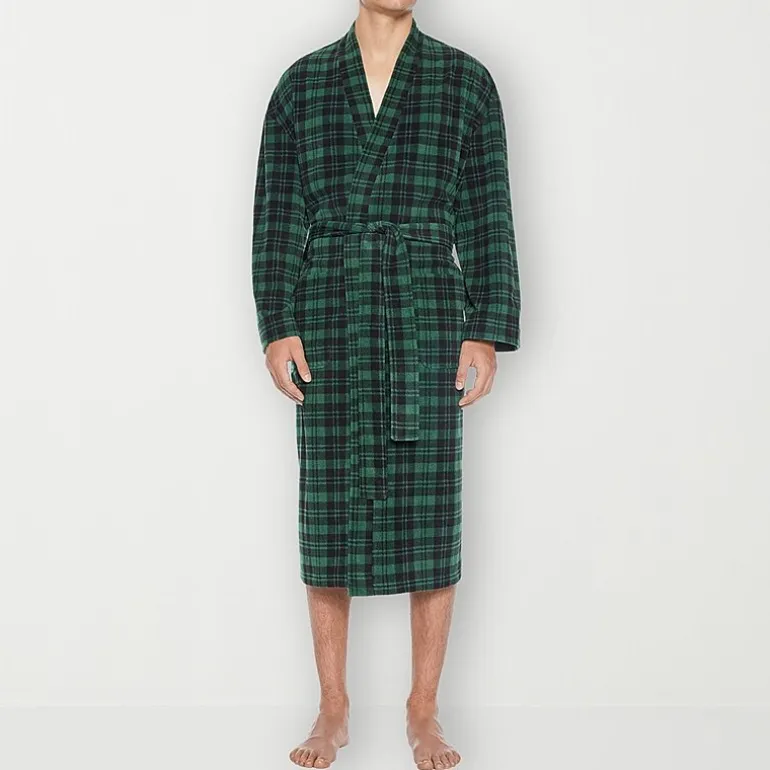 Residence Mens-Big Fleece Kimono Robe Long Sleeve Long Length