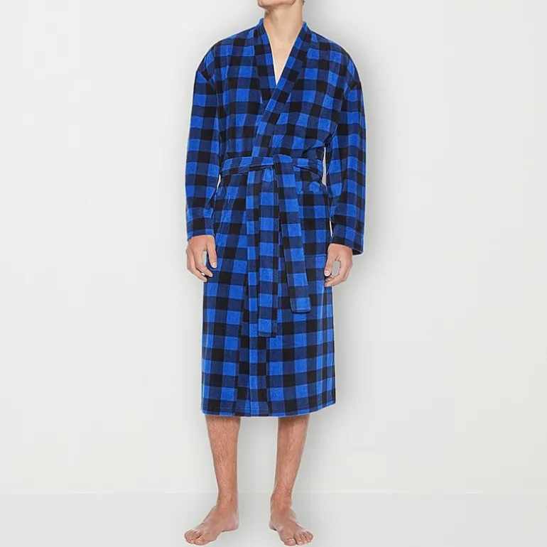 Residence Mens-Big Fleece Kimono Robe Long Sleeve Long Length