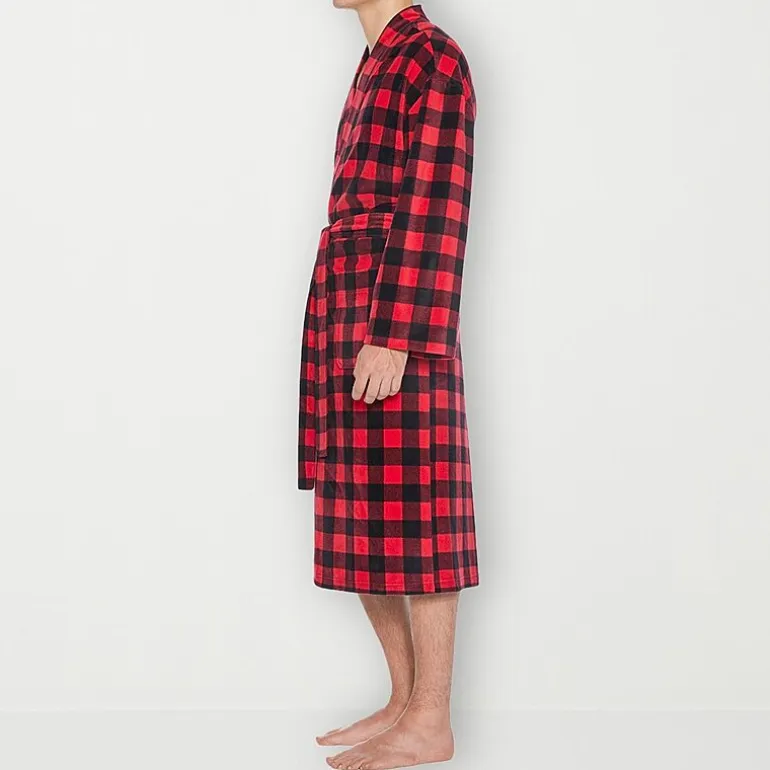 Residence Mens-Big Fleece Kimono Robe Long Sleeve Long Length