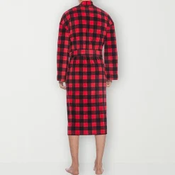 Residence Mens-Tall Fleece Kimono Robe Long Sleeve Long Length