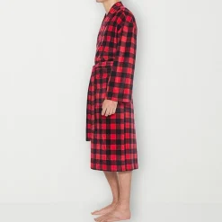 Residence Mens-Tall Fleece Kimono Robe Long Sleeve Long Length