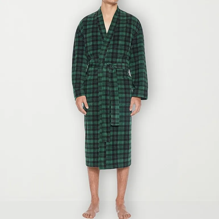 Residence Mens-Tall Fleece Kimono Robe Long Sleeve Long Length