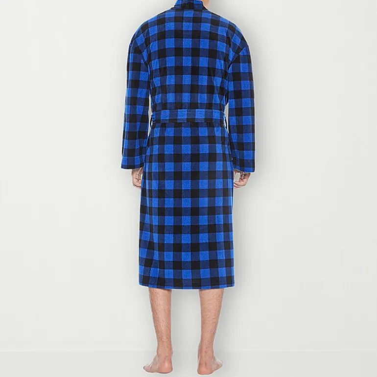 Residence Mens-Tall Fleece Kimono Robe Long Sleeve Long Length