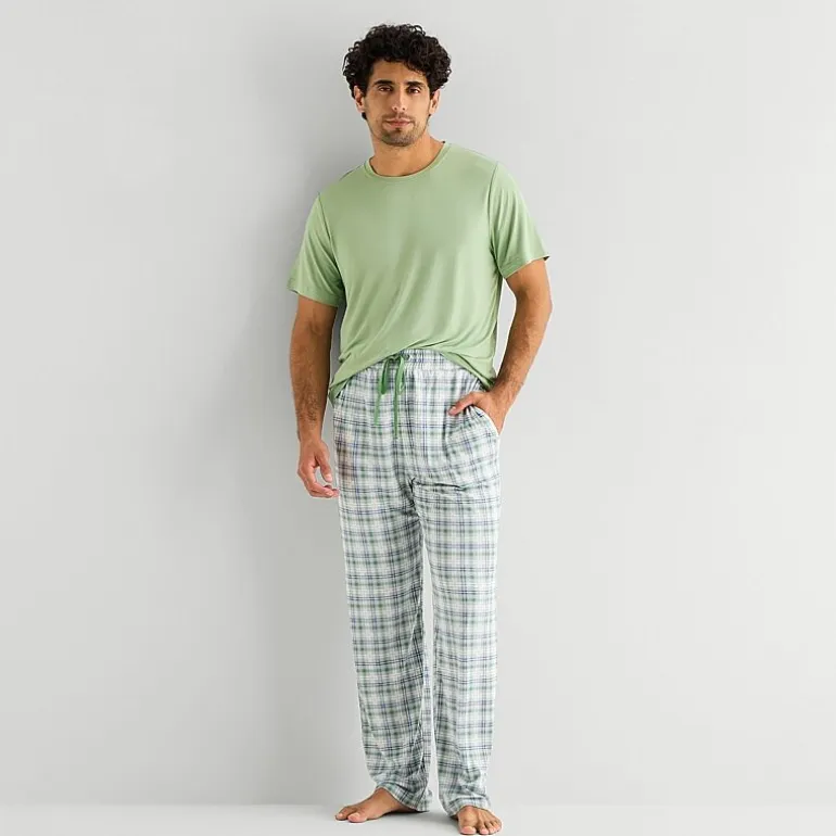 RESTWELL Mens Crew Neck Short Sleeve 2-pc. Pajama Set