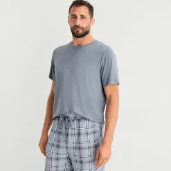 RESTWELL Mens Crew Neck Short Sleeve 2-pc. Pajama Set