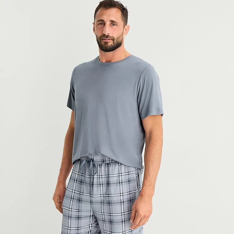 RESTWELL Mens Crew Neck Short Sleeve 2-pc. Pajama Set