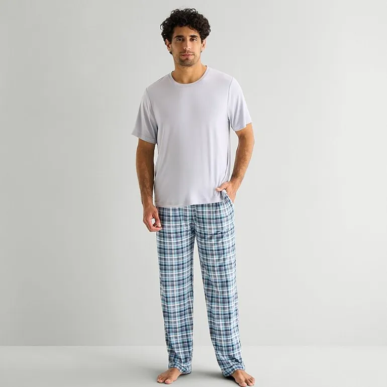 RESTWELL Mens Crew Neck Short Sleeve 2-pc. Pajama Set