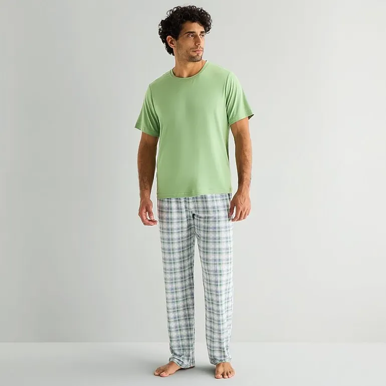 RESTWELL Mens Crew Neck Short Sleeve 2-pc. Pajama Set