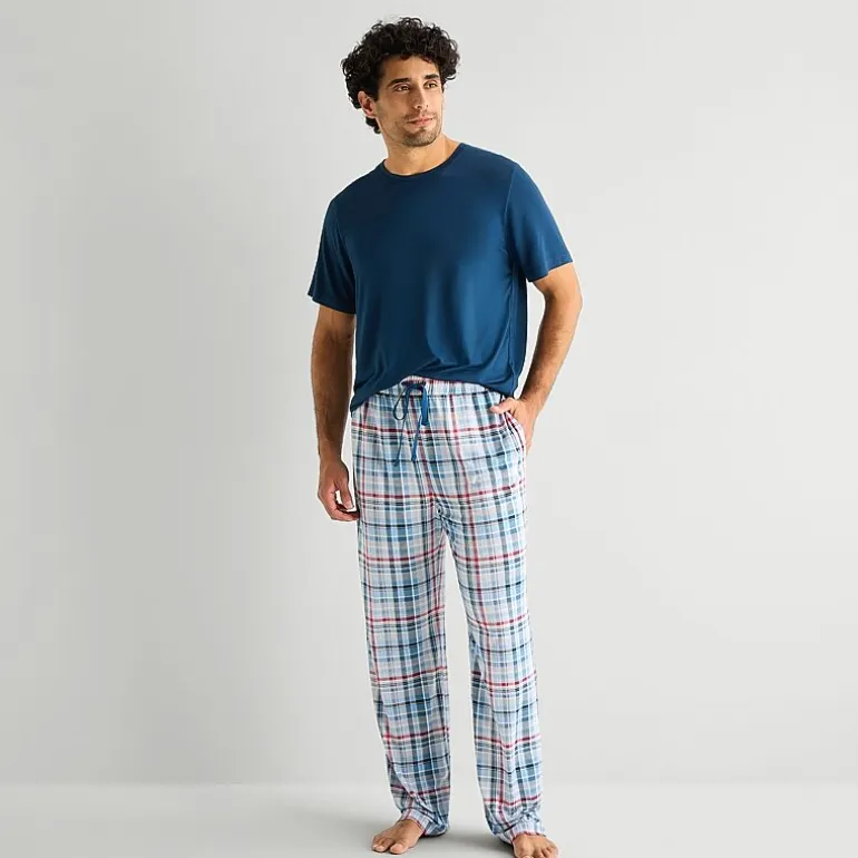 RESTWELL Mens Crew Neck Short Sleeve 2-pc. Pajama Set