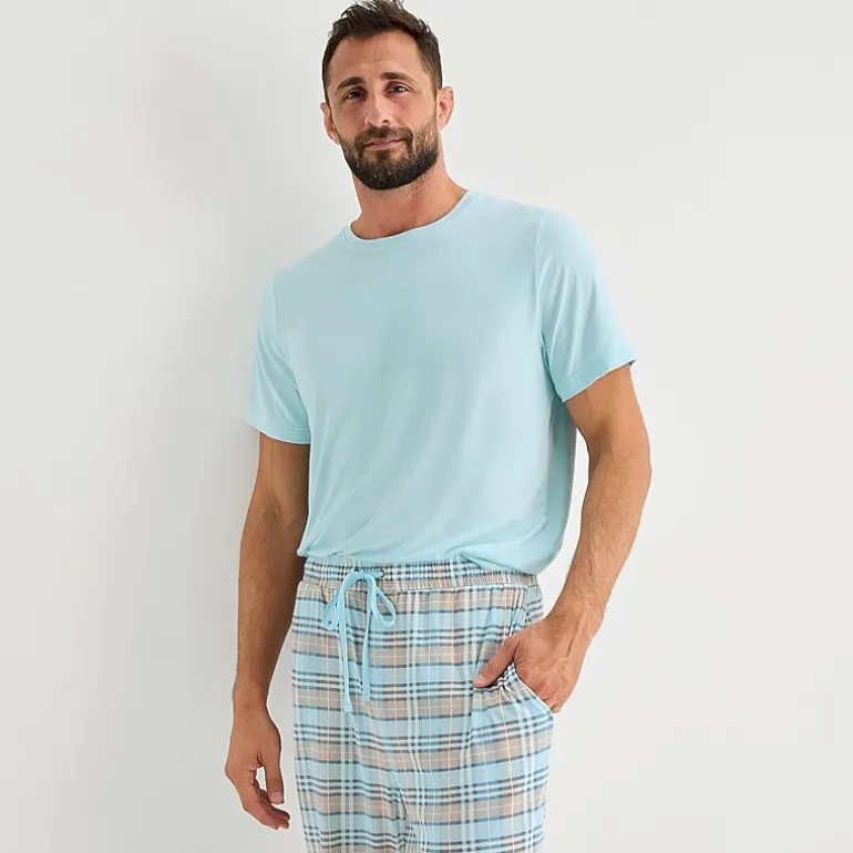 RESTWELL Mens Crew Neck Short Sleeve 2-pc. Pajama Set
