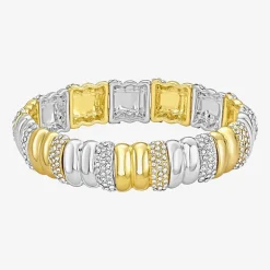 RM Rebecca Minkoff Diamond Accent Womens 14K Gold Over Brass Stretch Bracelet