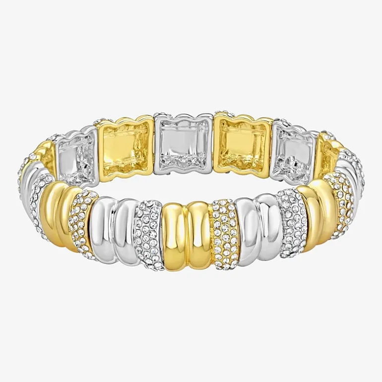 RM Rebecca Minkoff Diamond Accent Womens 14K Gold Over Brass Stretch Bracelet