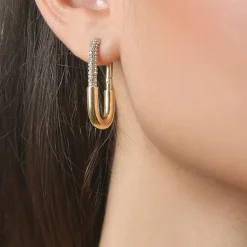 RM Rebecca Minkoff Womens White Cubic Zirconia 14K Gold Over Brass 3.5mm Hoop Earrings