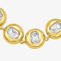 RM Rebecca Minkoff Womens White Cubic Zirconia 14K Gold Over Brass 17 Inch Tennis Necklace