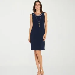 R & M Richards Womens Floral Jacket Dress With Removable Necklace