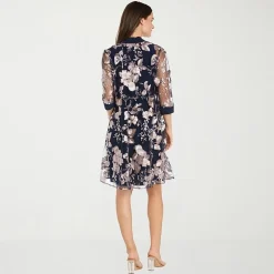 R & M Richards Womens Floral Jacket Dress With Removable Necklace