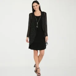 R & M Richards Womens Jacket Dress With Removable Necklace