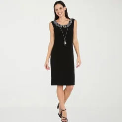 R & M Richards Womens Petite Jacket Dress With Removable Necklace