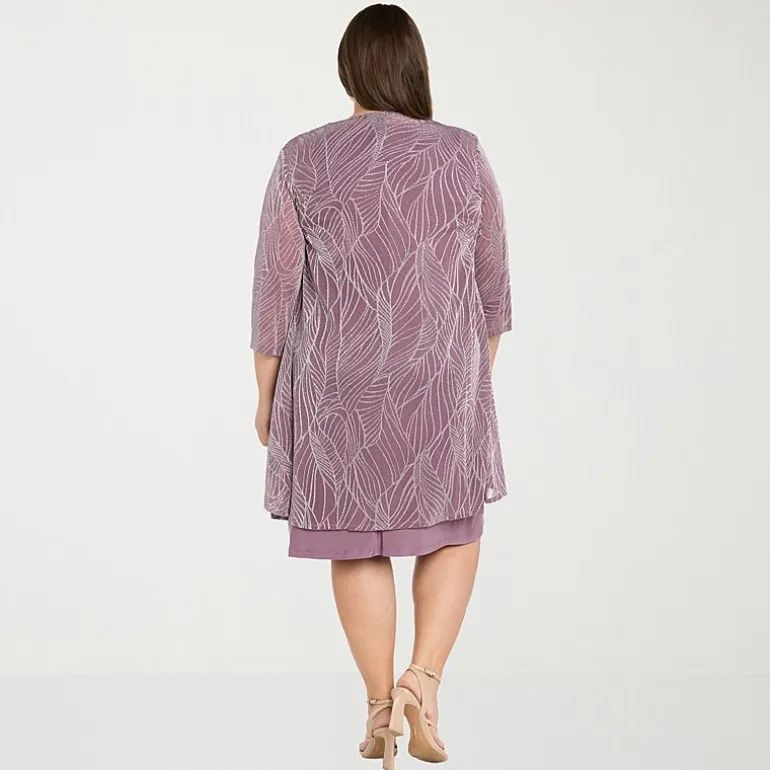 R & M Richards Womens Plus Jacket Dress With Removable Necklace