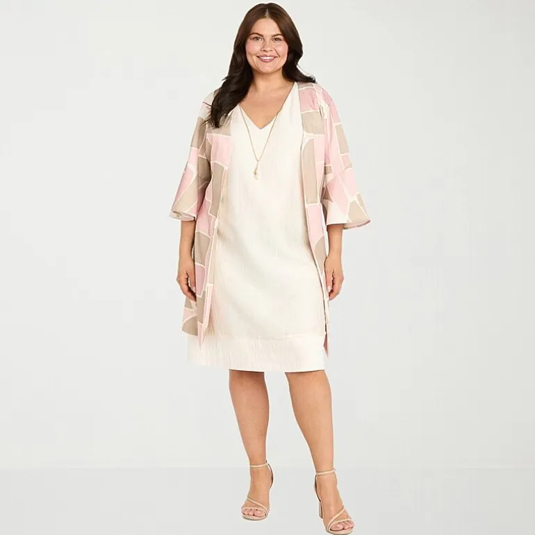 R & M Richards Womens Plus Jacket Dress With Removable Necklace