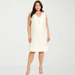 R & M Richards Womens Plus Jacket Dress With Removable Necklace