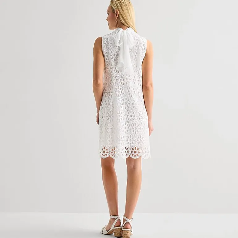 Robbie Bee Womens High Neck Sleeveless Shift Dress