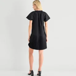 Robbie Bee Womens Petite V Neck Short Sleeve Shift Dress