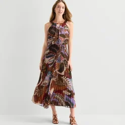 Robbie Bee Womens Round Neck Sleeveless Maxi Dress