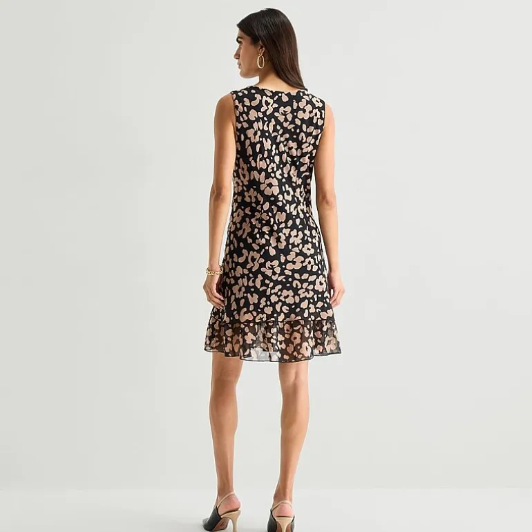 Robbie Bee Womens V Neck Sleeveless Floral Shift Dress